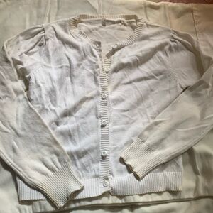 Kids White Button-Up Sweater